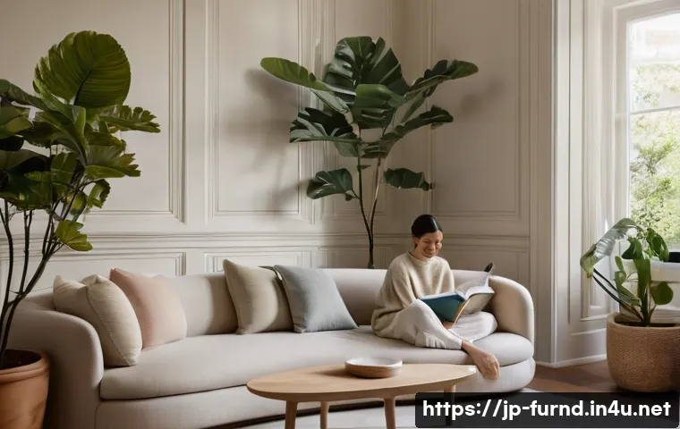 가구디자인 공방 투어 리뷰 - **Prompt:** A cozy and meticulously designed living room corner, bathed in soft, natural morning lig...